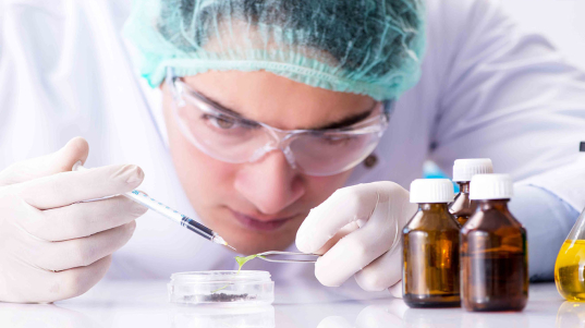 Pharmaceutical industry concept with scientist in the lab